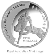 2008 Centenary of Rugby $5 Silver Proof Coin